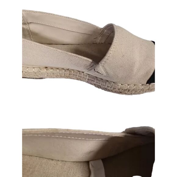 A New Day Size 8.5 Slip On Shoes Espadrille Flats Black Beige Canvas Classic - Picture 11 of 12